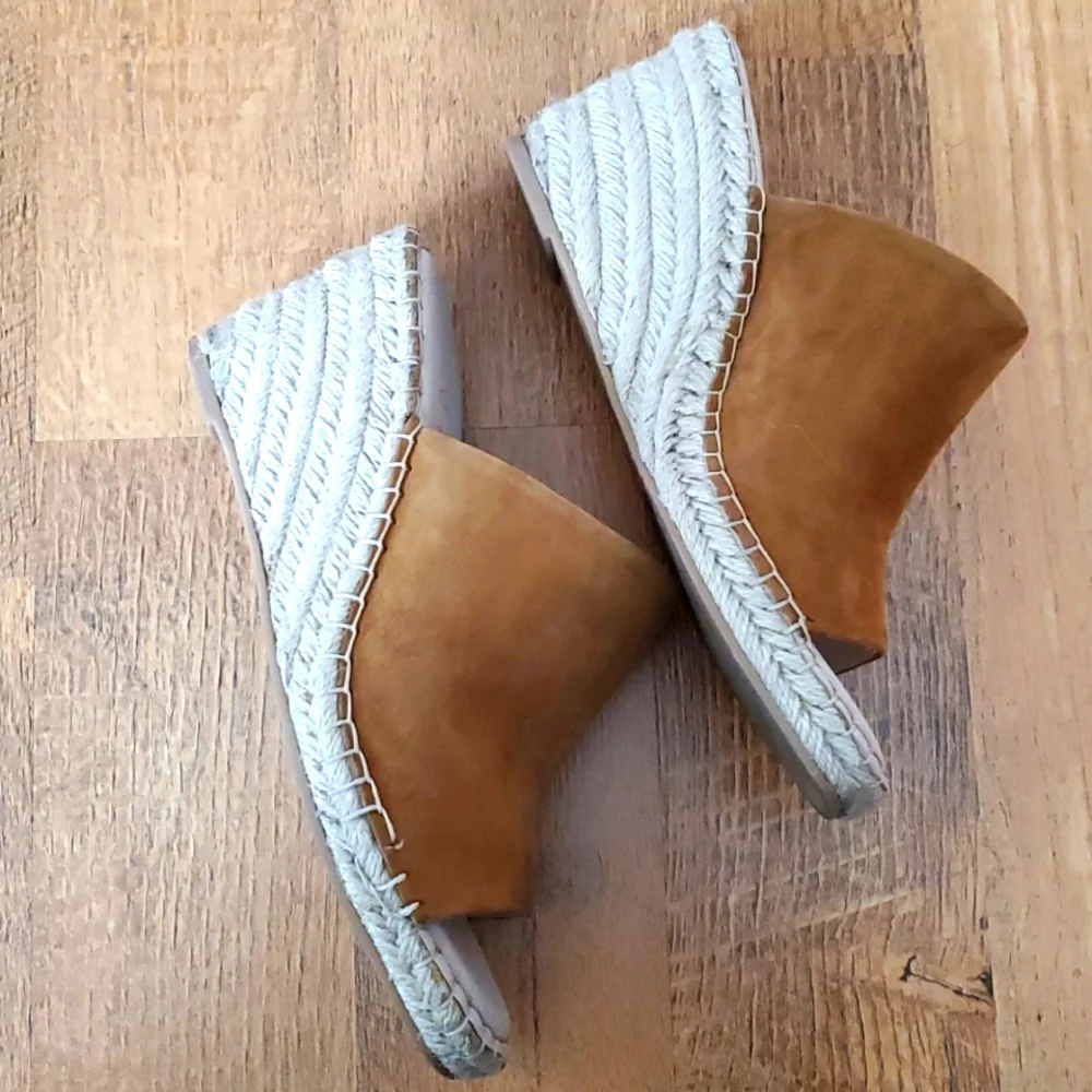 Zara camel brown suede wedge‎ sandals - Picture 5 of 8